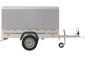 [NEU] Tieflader Garden Trailer 200 KIPP 200x106 cm 750 kg [mit Hochspriegel, Hochplane und Stützrad]