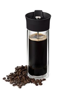 AdHoc THERMO-GLASS french press Kaffeebecher doppelwandig schwarz 300 ml  TT25