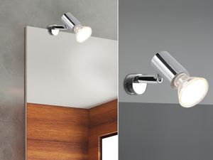 LED Badezimmerlampe in Chrom - Spiegelklemmleuchte mit schwenkbarem Spot dimmbar