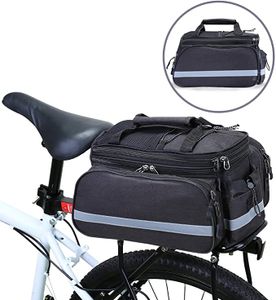 Fahrrad Satteltasche Gepäcktasche Gepäckträger Tasche Rucksack Seitentasche mit wasserfester, reflektierender und Regenschutzdeckel