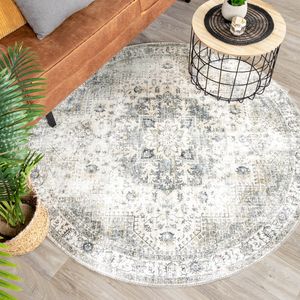 Teppich Vintage Rund - Lago Grau - Ø 160cm - Klassik, Orientalisch - Wohnzimmer, Esszimmer, Schlafzimmer -  FRAAI | Home & Living