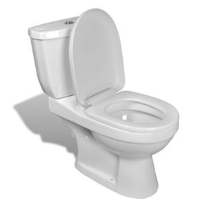 Modern Toilette mit Spülkasten,Stand-WC Toilette,WC-Set Toiletten Einfacher Aufbau Weiß 🍀4893