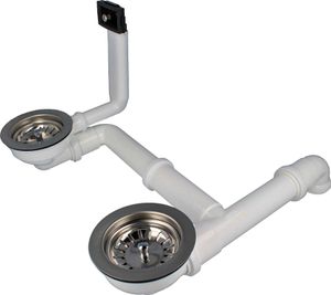 tecuro Doppel-Spülen-Siebkorbventil Ø 114 mm (3 1/2 Zoll) mit Überlauf 38x64 mm tecuro Doppel-Spülen-Siebkorbventil Ø 114 mm (3 1/2 Zoll) mit Überlauf 38x64 mm