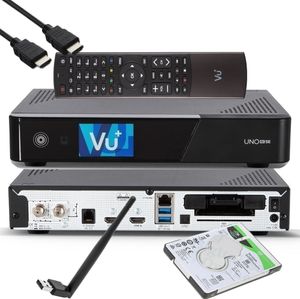 VU+ UNO 4K SE - UHD HDR 1x DVB-S2 FBC Sat Tuner E2 Linux Receiver + 1TB HDD + 150 Mbit WiFi Stick