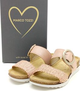 Marco Tozzi Damen Klett Pantolette mit goldener Zierschnalle rose 41