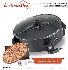 KOCHMASTER Multifunktionale Pizza Pfanne Delux 42 cm x 11 cm Black – 42 x 11 cm