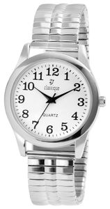 Classique Basic Herren Armband Uhr Weiß Analog Metall Zugband Stretch Analog