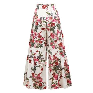 Damen-Boho-Sommer-Print-Strandhose Mit Weitem Bein Und Hoher Taille,Farbe:4#,Größe:L