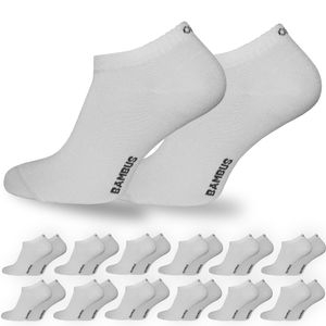OCERA 12x Bambus Sneaker Socken Uni für Damen und Herren in verschiedenen Farben - Weiß 35/38