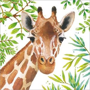 20 Servietten, Giraffe, 33 x 33 cm Papierservietten Tier, tropisch Palmblätter
