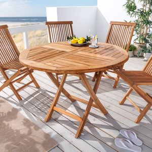 riess-ambiente Massiver Gartentisch EMPIRE TEAK 100cm natur Teakholz rund klappbar Outdoor Balkontisch Tisch Terrassentisch