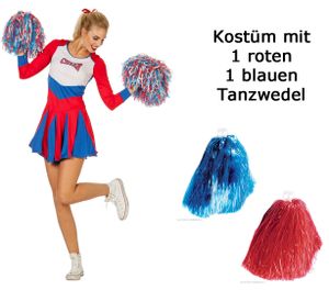 Wilbers sexy Damen Cheerleader Kleid 34-48 Uniform mit Tanzwedel Set Gr. 46