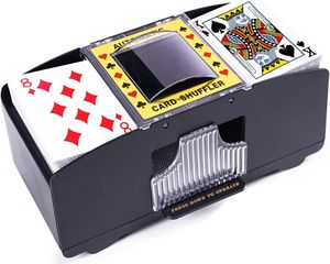 HAPPINY Automatischer Kartenmischer mit 2 Decks, batteriebetriebener elektrischer Kartenmischer, Casino-Kartenspieltischzubehör für Reisen, UNO, Phase 10, Texas Hold'em -