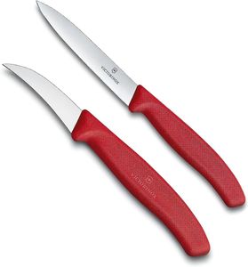 Victorinox - Tourniermesser Starter-Set Swiss Classic Rot  6 cm gebogen + Gemüsemesser 10 cm  ohne Wellenschliff  Gemüsemesser