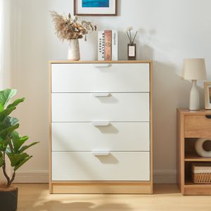 Kommode ‘Varkaus’ mit 4 Schubladen 90 x 70 x 40 cm Eichenoptik / Weiß