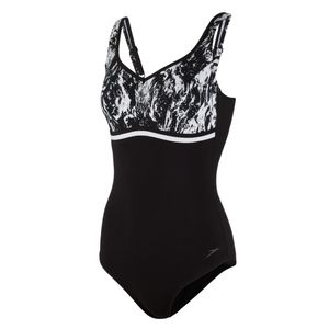 Speedo Badeanzug Damen mit Brustunterstützung Contourluxe Printed, Farbe:Schwarz, Größe:48