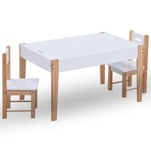 vidaXL 3dílná dětská sada stolu a židlí s křídou Černá a bílá