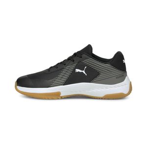 Puma Kinder Hallenschuhe Sportschuhe Schnürschuhe Varion Jr schwarz grau, Größe:37