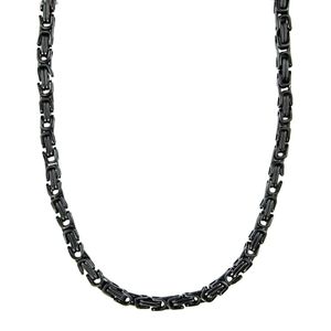 6 mm Königskette Armband Herrenkette Männer Kette Halskette, 65 cm Schwarz Edelstahl Ketten