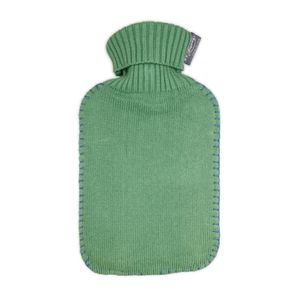Fashy Wärmflasche 2L mit Rollkragen-Strickbezug und Schlingennaht grün
