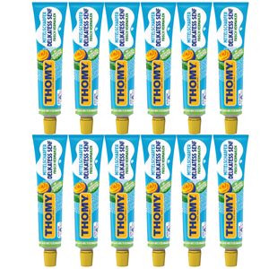 Thomy Delikatess Senf mittelscharf pikant gewürzt Tube 200ml 12er Pack