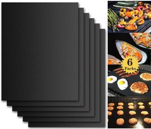 BBQ Grillmatte (6er Set) 40x33 cm Zum Grillen und Backen BBQ Antihaft Grill Backmatte Extra große Grillfolie Grillmatten für Holzkohle, Gasgrill & Backofen Wiederverwendbar PFOA-Frei MEHRWEG