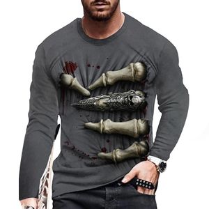 Herren Europäischen Und Amerikanischen 3D-Druck Mode T-Shirt Rundhals Langarm,Farbe:5#,Größe:Xxl