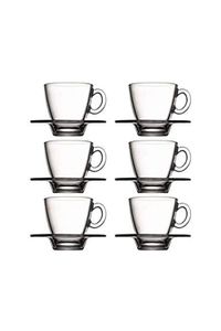 12tlg. Set Kaffeetassen / Teetassen mit Unterteller Aqua aus Glas