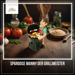 Kremers Schatzkiste Spardose Manny der Grillmeister 16 cm Poly bunt Sparschwein  BBQ Chef Geschenk