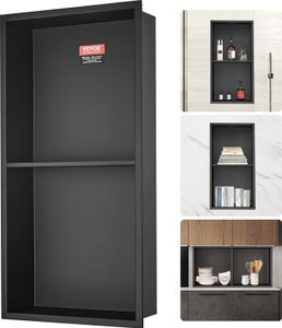 VEVOR Nisza ścienna 10x33.02x63.5cm Nisza prysznicowa Nisza ze stali nierdzewnej Dwuwarstwowa 100% wodoodporna Instalacja w niszy 0-40°C Temperatura pracy 92° Wewnętrzna konstrukcja narożna Idealna do łazienek Sypialnie Gabinety