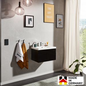 HOME DELUXE - Badmöbel WANGEROOGE S - Schwarz (HB) Badezimmermöbel Waschbecken Unterschrank Spiegel