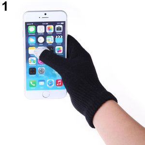 Frauen Männer Winter Weiche Warme SMS Capacitive Smartphone Touchscreen Handschuhe - (Schwarz)