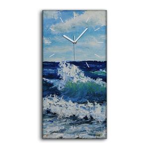 Dekor Leinwand Uhr Wandbilder 30x60 Kunst Gemälde Landschaft Meereswellen - weiße Hände