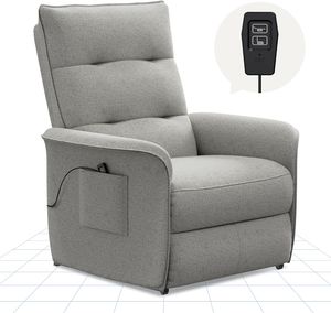 FLEXISPOT Elektrisch Relaxsessel mit verstellbare Rückenlehne- Verstellbarer TV Sessel, Fernsehsessel mit liegefunktion, 105° -155° verstellbare Rückenlehne – Relax Sessel，ergonomisch (Lichtgrau)