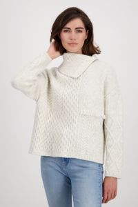 Monari -  Damen Rollkragen Pullover mit Zopfmuster (807427), Größe:40, Farbe:Stone (206)