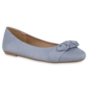 VAN HILL Damen Klassische Ballerinas Übergrößen Schleifen Schlupf-Schuhe 840820, Farbe: Himmelblau, Größe: 42