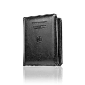 Reisepasshülle Reisepass RFID Designer Travel Wallet Praktischer Passport Cover mit Fächern für Impfpässe & Co Reiseorganizer Etui (Schwarz)