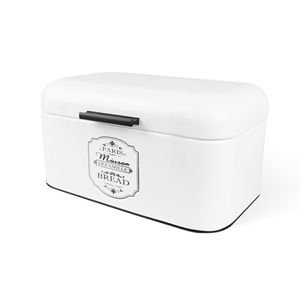 Brotkästen Brotbehälter Brotbox Brotdose Brotbox mit Deckel 30x20x15,7 cm Stahl Weiß
