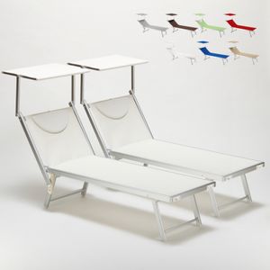 2er Set Liegestühle Strandliegen Sonnenliegen aus Aluminum Santorini