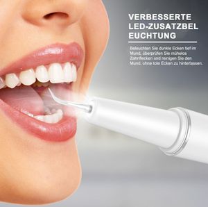 OKWISH Zahnpflege-Set Zahnreinigung Set, Ultraschall Zahnsteinentferner mit 5 Reinigungsmodi, und 3 Zusätzlichen Aufsätzen Zu hause