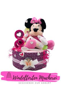 It´s a Girl ! Windeltorte für Mädchen in Handarbeit hergestellt Geschenk zur Geburt Taufe oder Babyparty - 1 Stöckige Torte - 38 teiliges Set