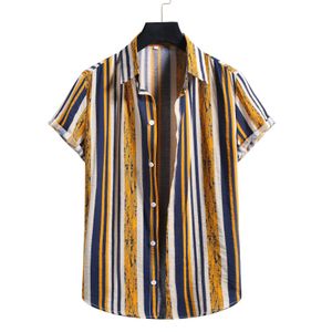 Herren Kurzarm Shirt Summer Beach Hawaii Casual T-Shirt Top,Farbe: Gelb,Größe:M