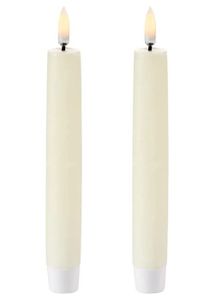 UYUNI Lighting Taper LED Stabkerzen 2er Set 2,3 x 15 cm ivory