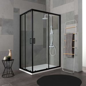Sprchovací Box S Matným Čiernym Profilom A Transparentným Sklom 80X120 Cm | City