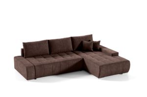 sofa4you Ecksofa mit Schlaffunktion "Velutti L", Braun, Rechts