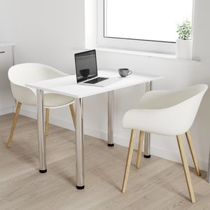 90x60 | Esszimmertisch - Esstisch - Tisch mit Chrombeinen - Küchentisch - Bürotisch | WEISS