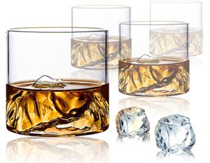 4 Stk/Set 200ml Mountain Whiskygläser Whiskey Glasses set,für Scotch und Whisky Liebhaber,Geschenk für Männer, Vatertagsgeschenk
