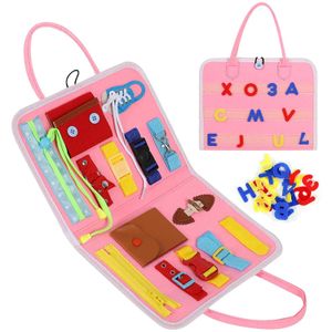 Busy Board für Kleinkinder 4-Schichten, Activity Board Spielzeug Baby ab 3 4 Jahre Mädchen Junge, Grundkenntnisse Erlernen Rosa