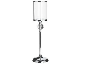 BELIANI Kerzenständer Silbern aus Glas und Metall mit hohe/ 58 cm Glasschale elegantes und modernes Design