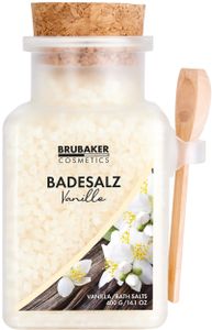 BRUBAKER koupelová sůl 400 g - vanilková vůně - přísada do koupele s přírodními výtažky - wellness koupel pro relaxaci, odpočinek a péči o tělo